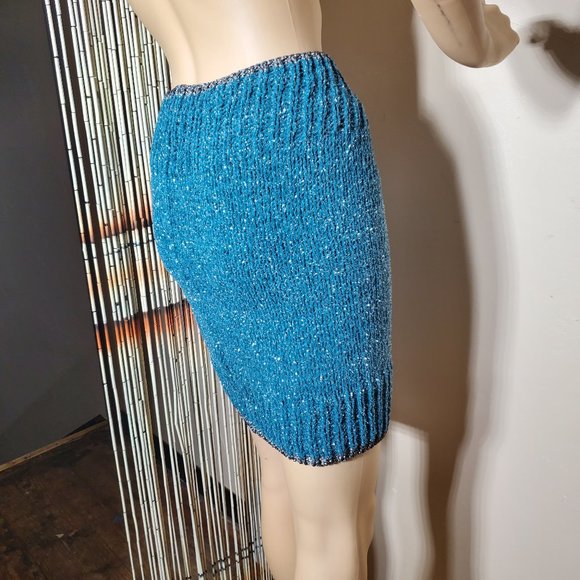 Mixit Knit Skirt - Teal & Silver Sparkle One Size - Picture 2 of 7